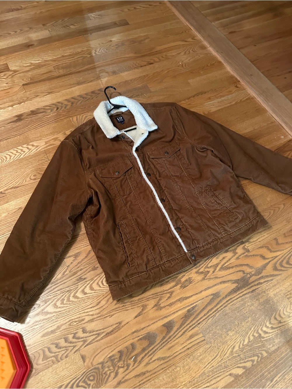 GAP Men's Brown Corduroy Sherpa-Trim Jacket